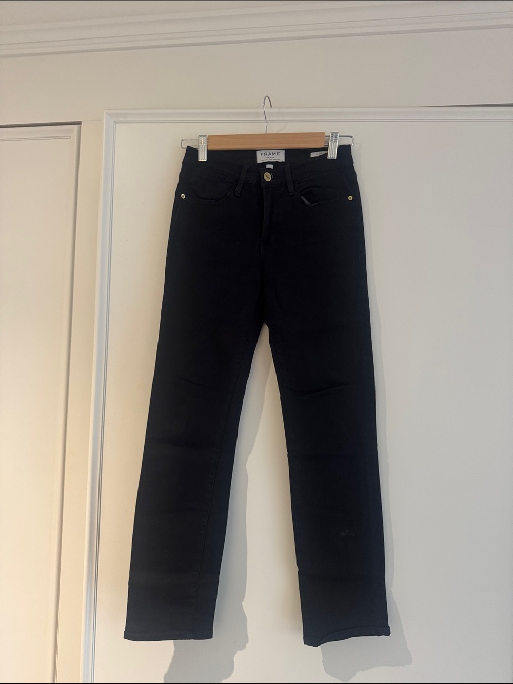 Frame Denim Black Straight-Leg Jeans